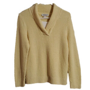 Christopher & Banks Petite Yellow Long Sleeve V Neck Sweater Sz PM